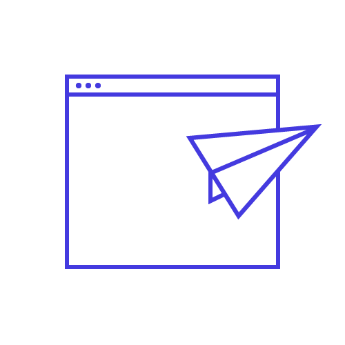 A graphic of a paper airplane displayed over a website.