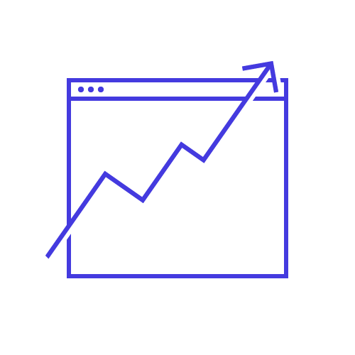 A line graph displayed an arrow going up to show an increase in ROI.